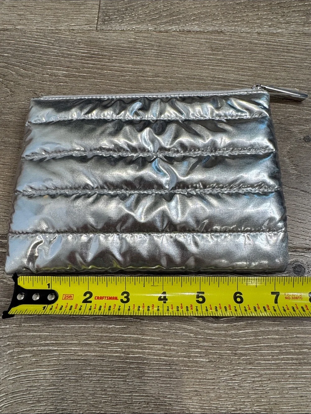 MAC Cosmetics Silver Metallic Puffer Makeup Bag
